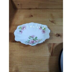 Vtg Duchess Bone China Soap Candy Trinket Dish Made In England Pink Flowers 5x4"